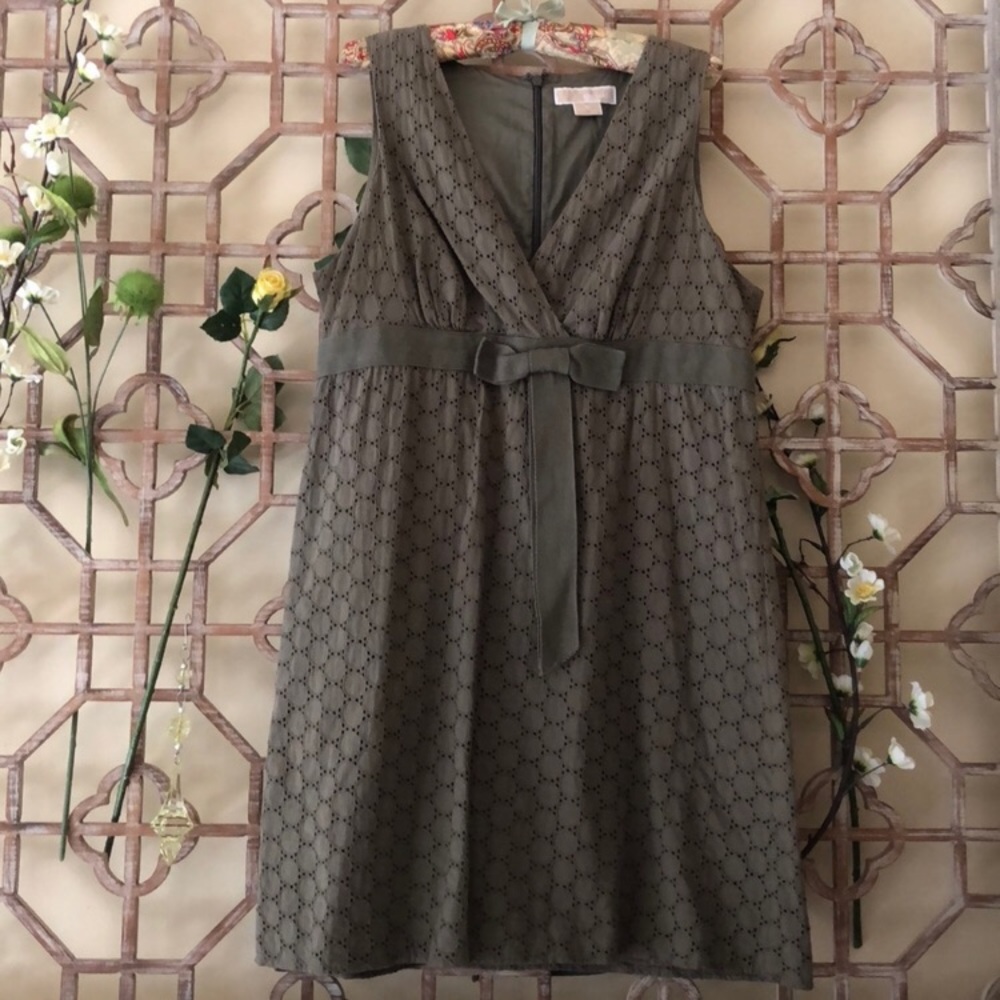 Micheal Kors army green sleeveless eyelet dress